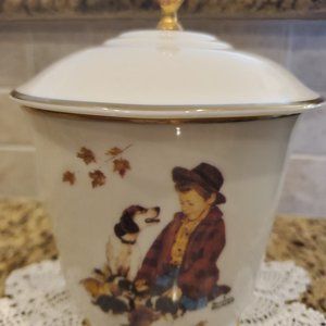 Gotham Norman Rockwell “A Boy and His Dog” Porcelain Candy Dish w/ Lid 4569/9800